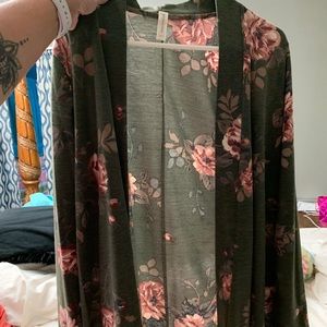 Olive green tunic length cardigan